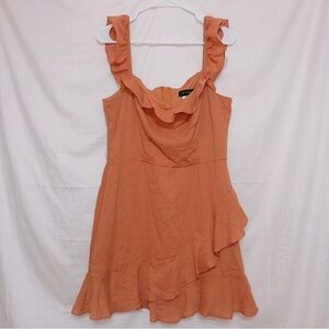 B Smart Orange Sleeveless Ruffle Mini Dress size 13